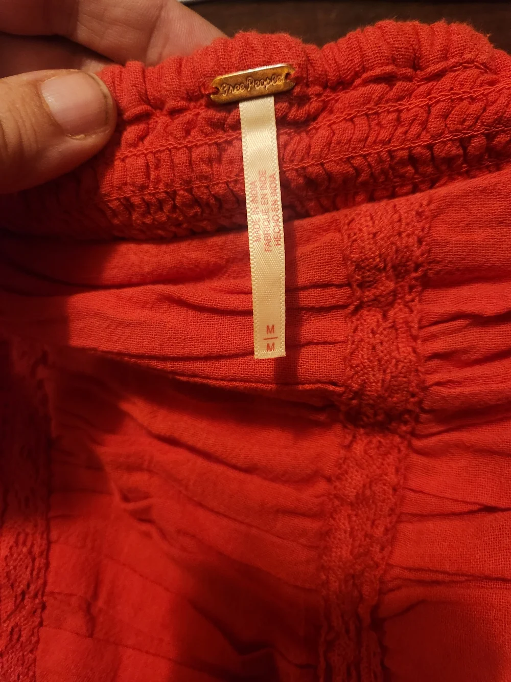 Free People Coral Strapless Ruched Peplum Crop Top